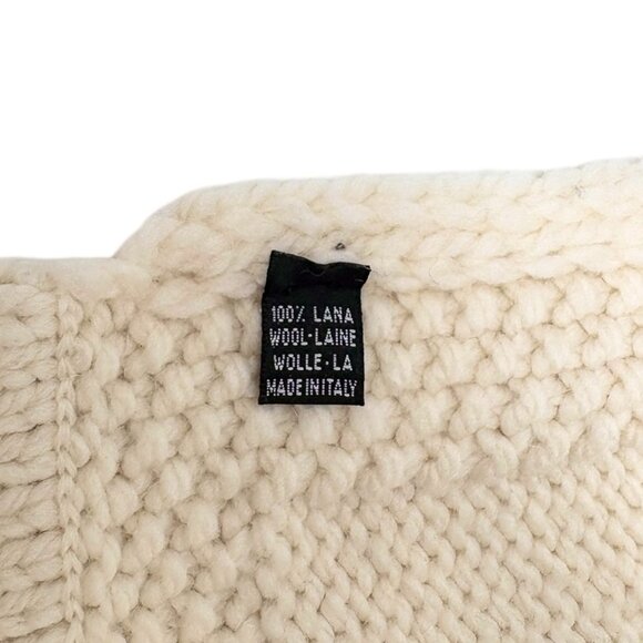 CHANEL Vintage CC Logo Knit Scarf Wrap Accessory Cream Wool Stitch [106358] - Picture 10 of 10